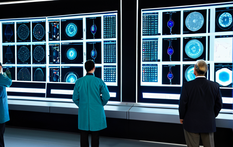 A diverse team of professional nuclear physicists and engineers, fully clothed in professional dress, collaborating intently around a holographic projection displaying complex quantum simulation data for a Small Modular Reactor (SMR) core. They are pointing at intricate 3D models of neutron flux and fuel behavior. The setting is a futuristic, clean, well-lit nuclear research laboratory with advanced computing workstations. High detail, sharp focus, natural lighting, perfect anatomy, correct proportions, natural pose, well-formed hands, proper finger count, natural body proportions, safe for work, appropriate content, fully clothed, professional.