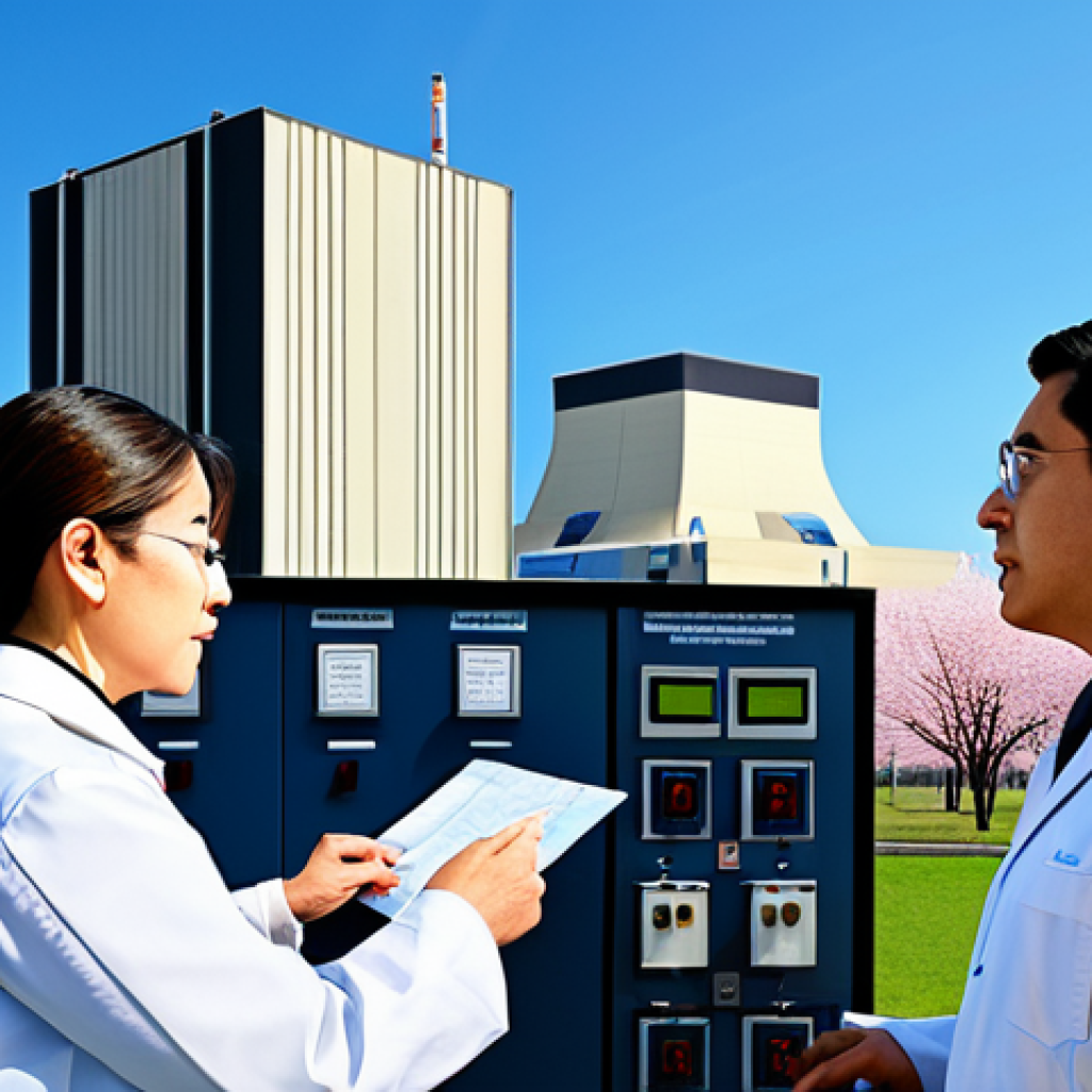 Nuclear Power Plant Illustration**

"A modern, safe nuclear power plant surrounded by cherry blossoms, fully clothed engineers in professional attire inspecting control panels, clear blue sky, realistic rendering, safe for work, appropriate content, professional, detailed architecture, perfect anatomy, well-formed hands, modest design, family-friendly."

**