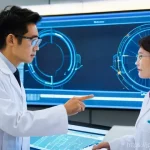 원자력 기술자의 경력 쌓기 전략 - **Prompt:** A group of diverse and enthusiastic Japanese engineers, both male and female, collaborat...