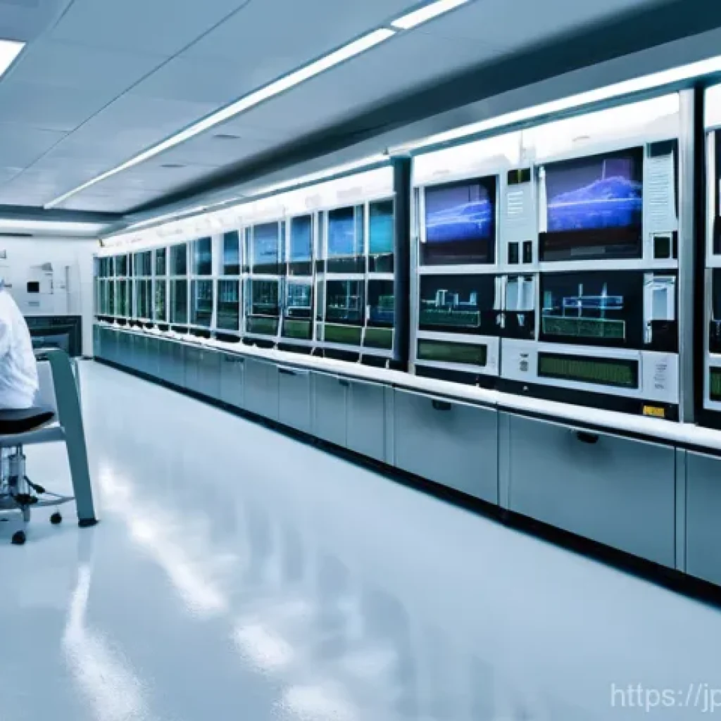 원자력 기술 실험실 실습 방법 - A brightly lit, pristine, high-tech nuclear research laboratory. Gleaming, state-of-the-art scientif...