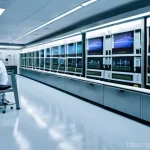 원자력 기술 실험실 실습 방법 - A brightly lit, pristine, high-tech nuclear research laboratory. Gleaming, state-of-the-art scientif...