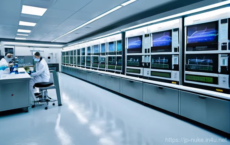 원자력 기술 실험실 실습 방법 - A brightly lit, pristine, high-tech nuclear research laboratory. Gleaming, state-of-the-art scientif...