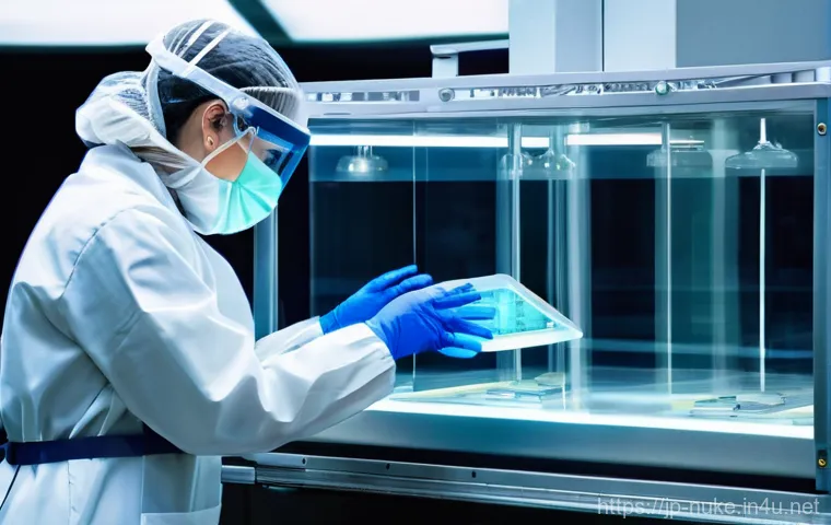 원자력 기술 실험실 실습 방법 - A brightly lit, pristine, high-tech nuclear research laboratory. Gleaming, state-of-the-art scientif...