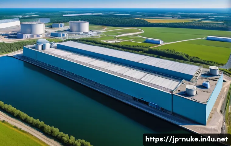 원자력 발전소 사고 대응 매뉴얼 - **A modern, state-of-the-art nuclear power plant, meticulously designed with advanced safety feature...