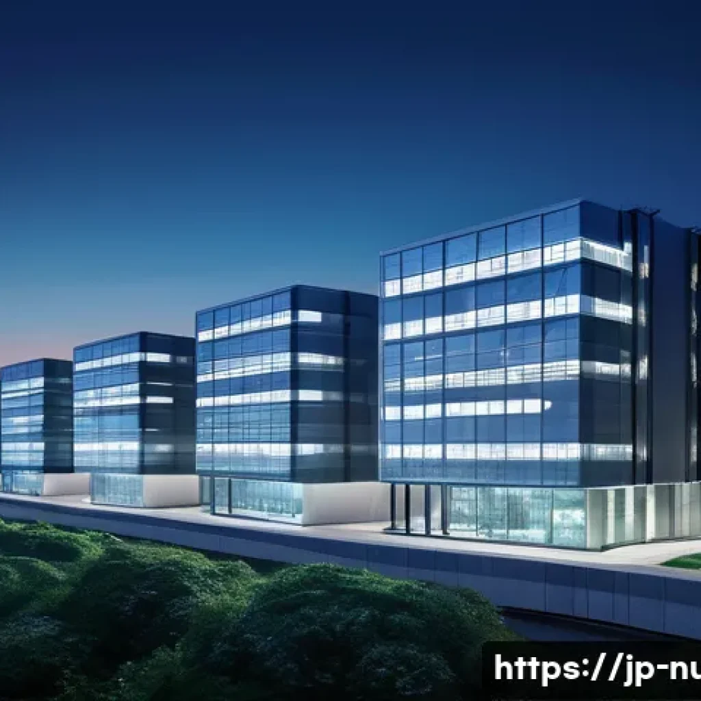 원자력 기술 해외 인증 시험 - **Prompt:** A futuristic, sleek small modular reactor (SMR) complex, depicted with advanced Japanese...