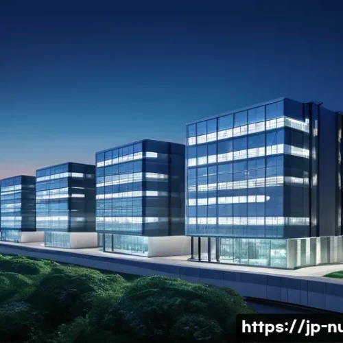 원자력 기술 해외 인증 시험 - **Prompt:** A futuristic, sleek small modular reactor (SMR) complex, depicted with advanced Japanese...