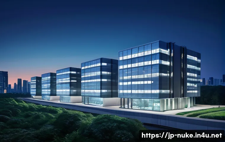 원자력 기술 해외 인증 시험 - **Prompt:** A futuristic, sleek small modular reactor (SMR) complex, depicted with advanced Japanese...