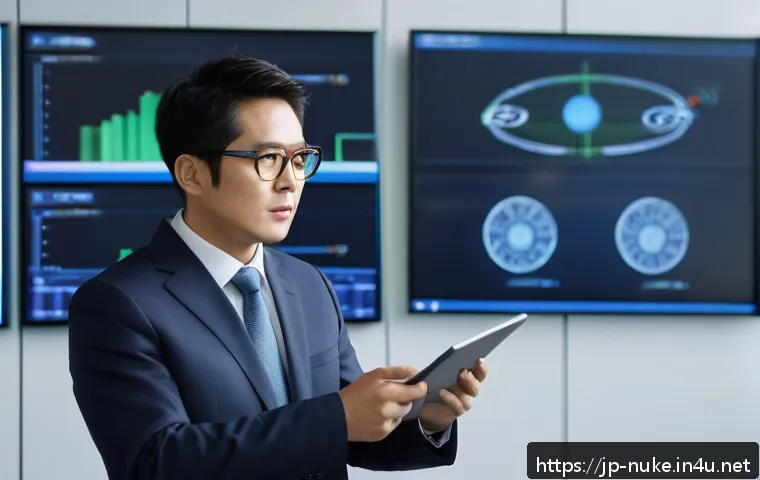 원자력 엔지니어 직무 인터뷰 - A professional Japanese nuclear engineer in a modern interview room, wearing a neat business suit an...